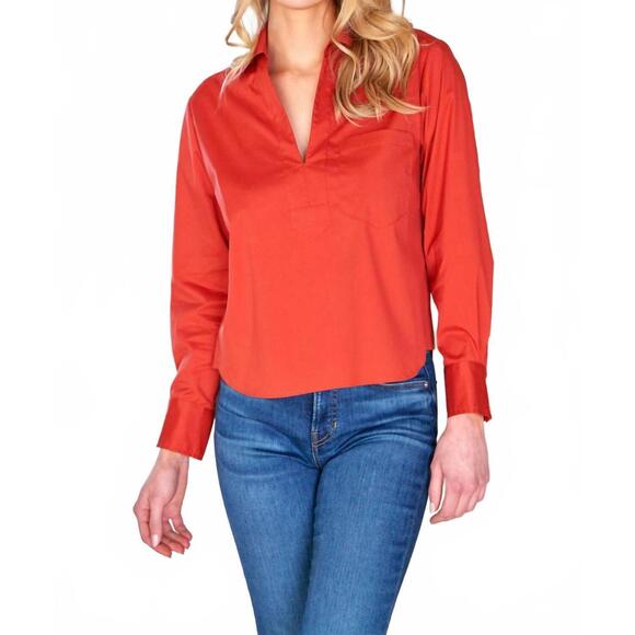 NEW FINLEY joni popover shirt in cinnamon